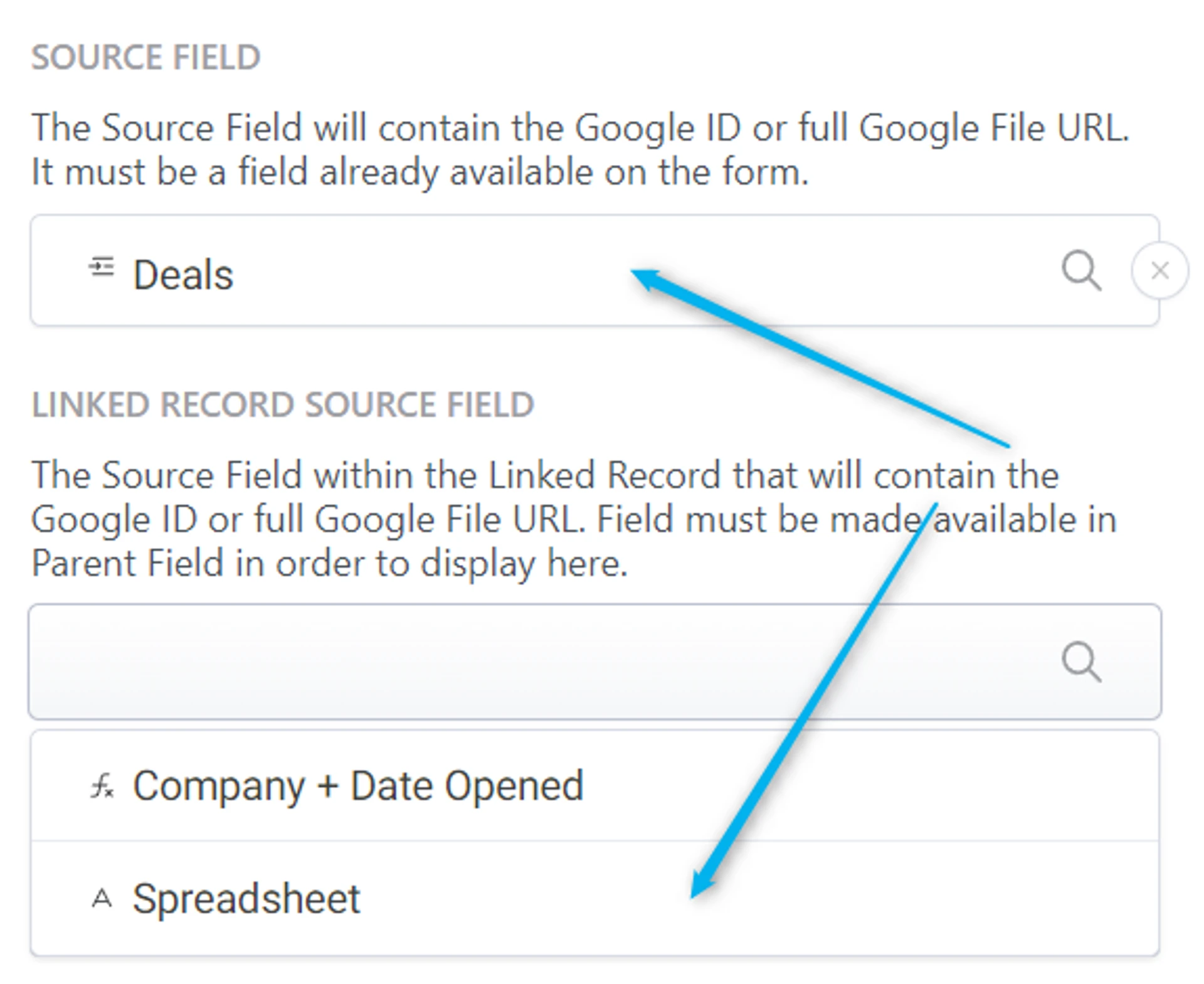 Google File field from Linked Record