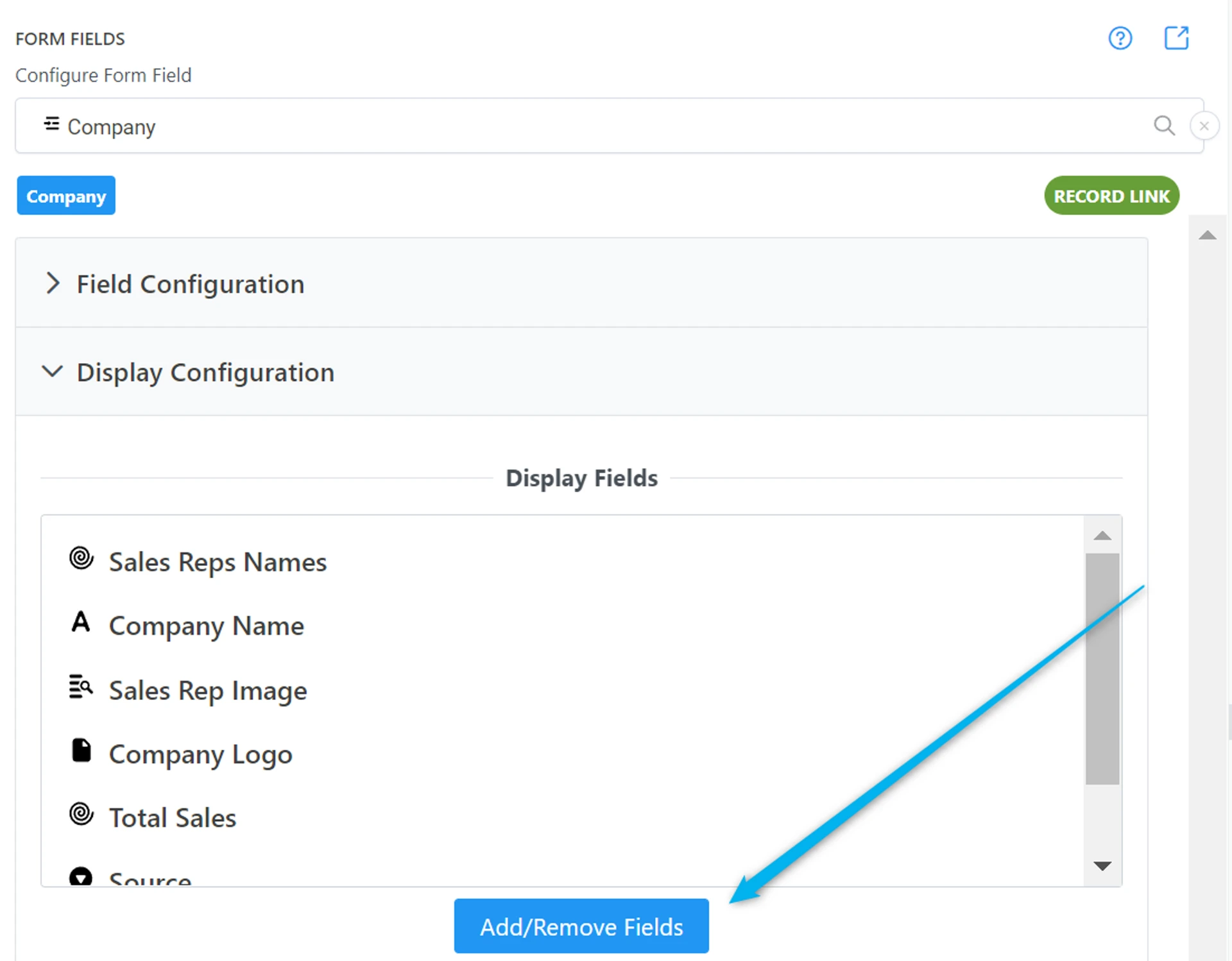 Linked Record Field - Display Configuration