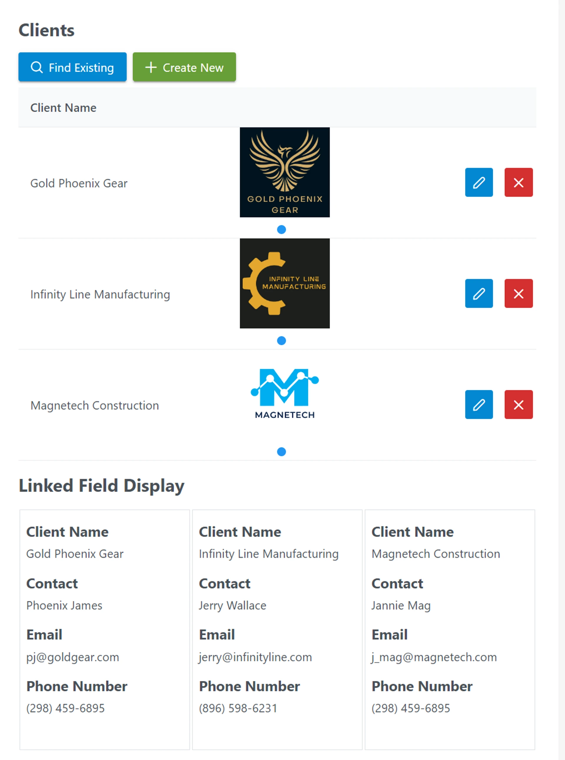 Multiple linked records in 3 column Grid format
