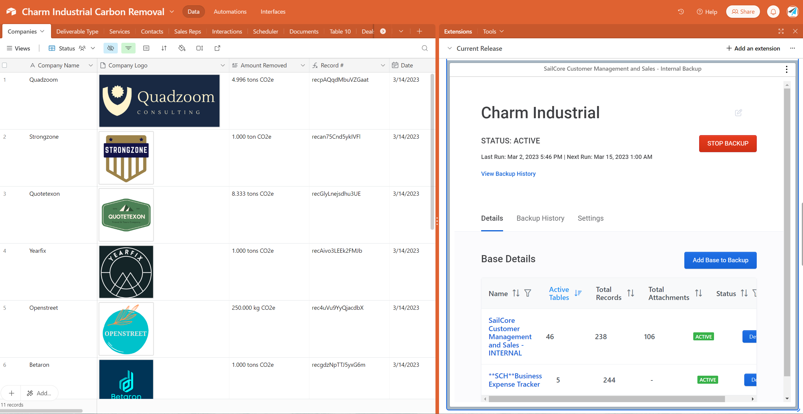 Charm Industrial Airtable Backup