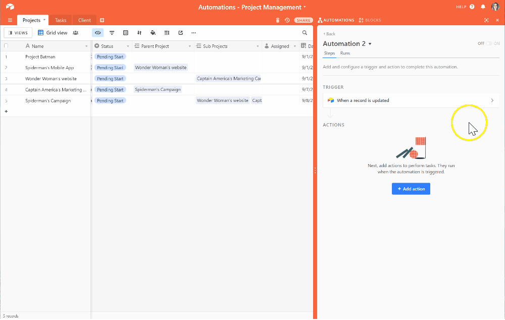 GIF Action - Add Sub Projects to Main Project - Script Automation MAIN