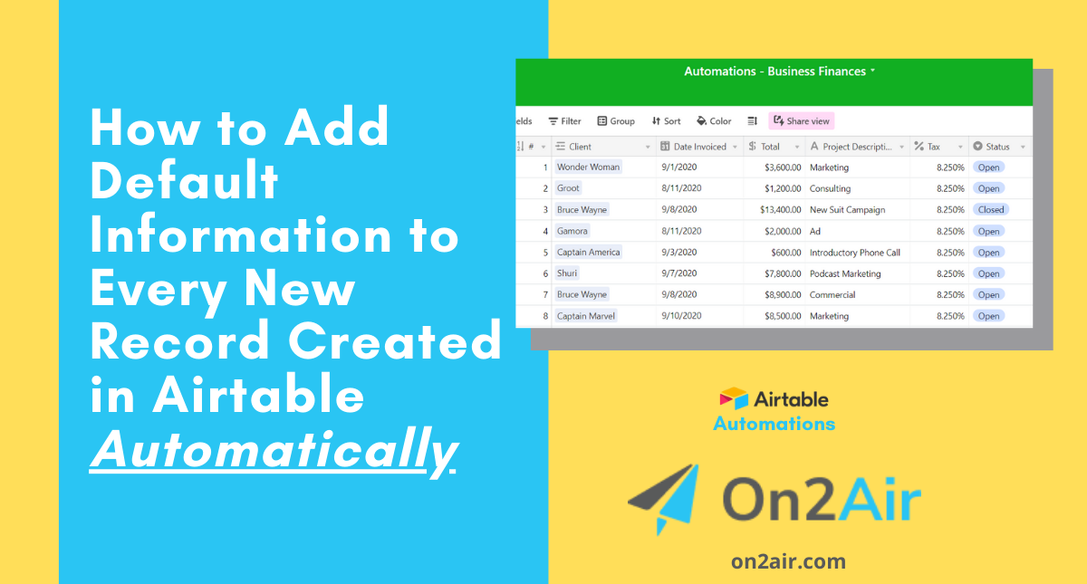 How to Set Default Information on Any New Record Using Airtable Automations