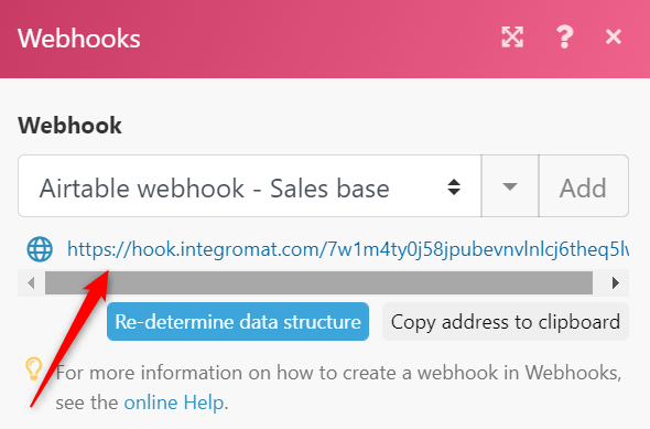 webhook url image integromat