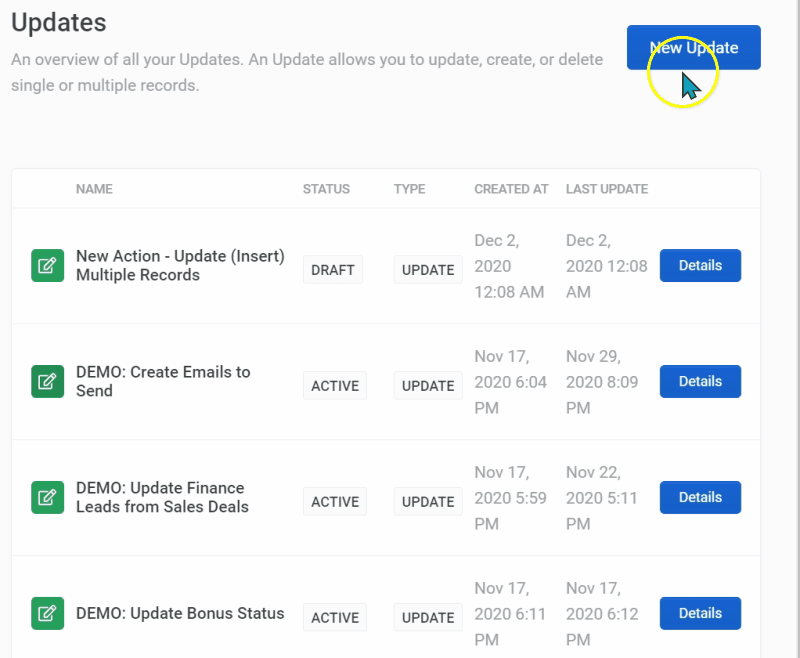 Update - send emails