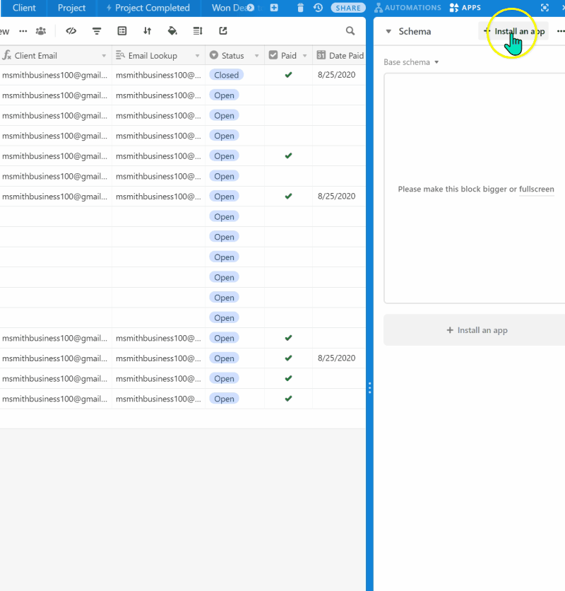 create script schema in on2air - 2nd step