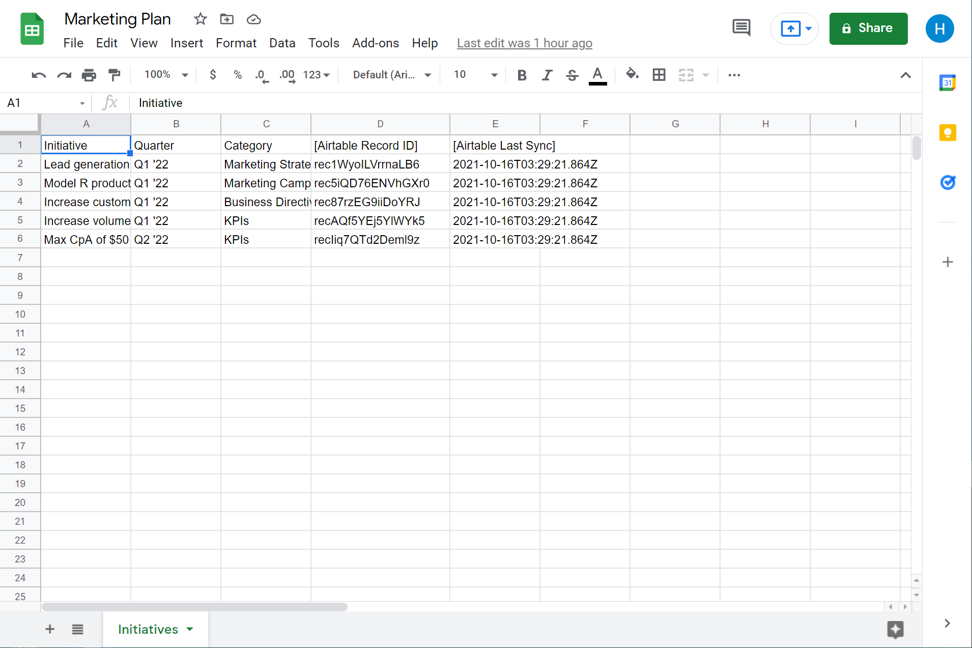 airtable to google sheets sync