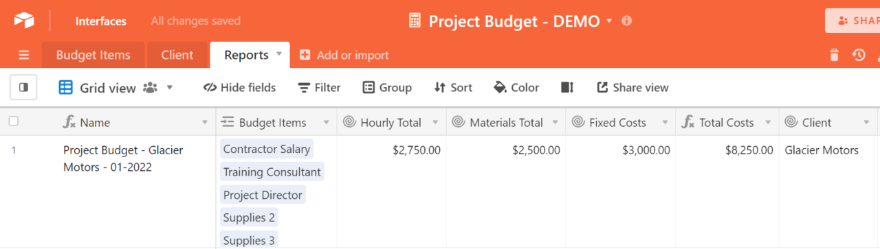 Airtable Project Budget Template On2Air Backups
