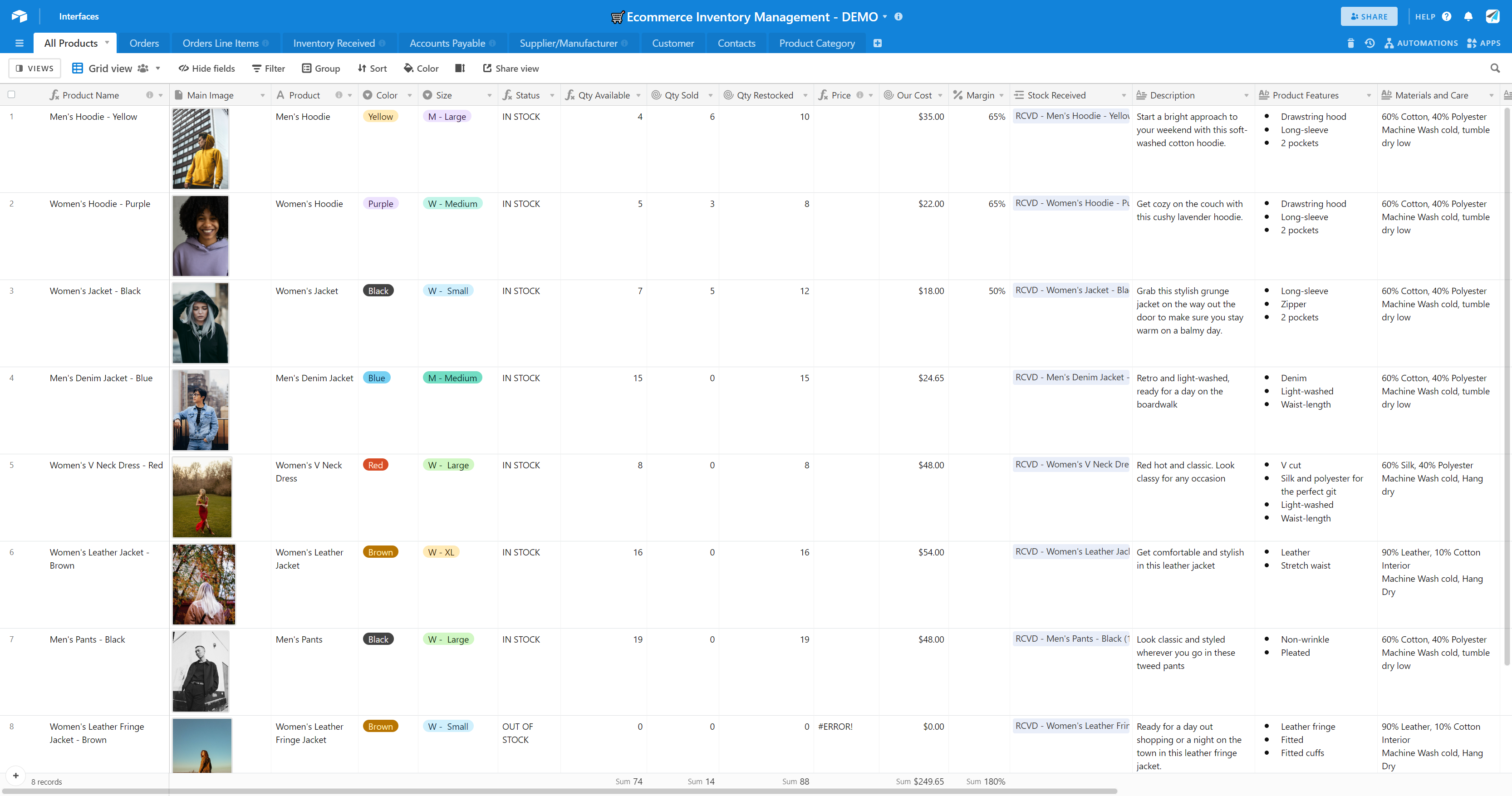 ecommerce airtable template