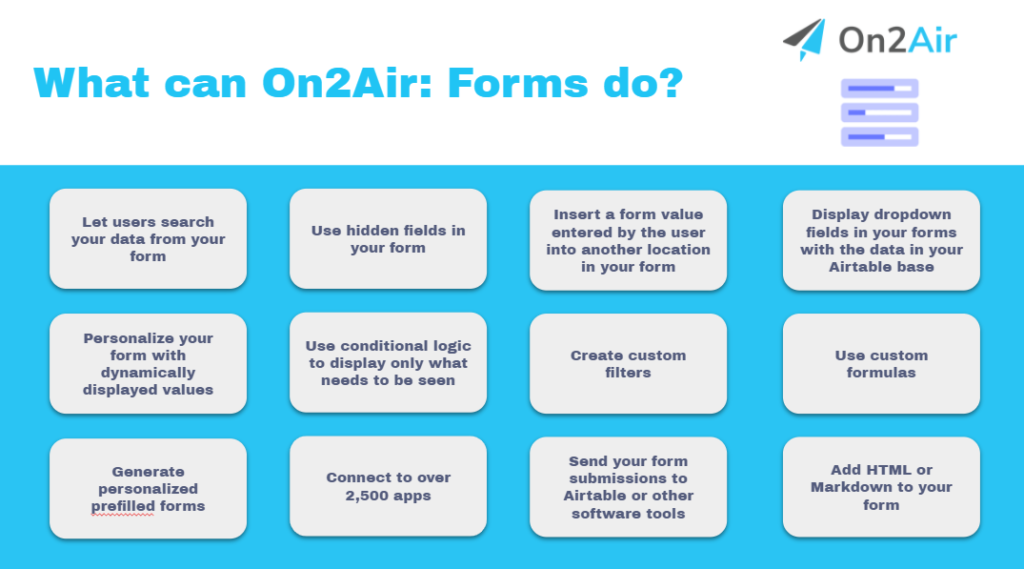what can on2air forms do